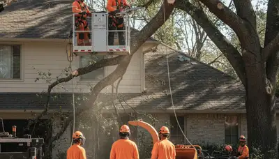 Emergency tree removal crew in Milwaukee, WI handling storm-damaged trees safely