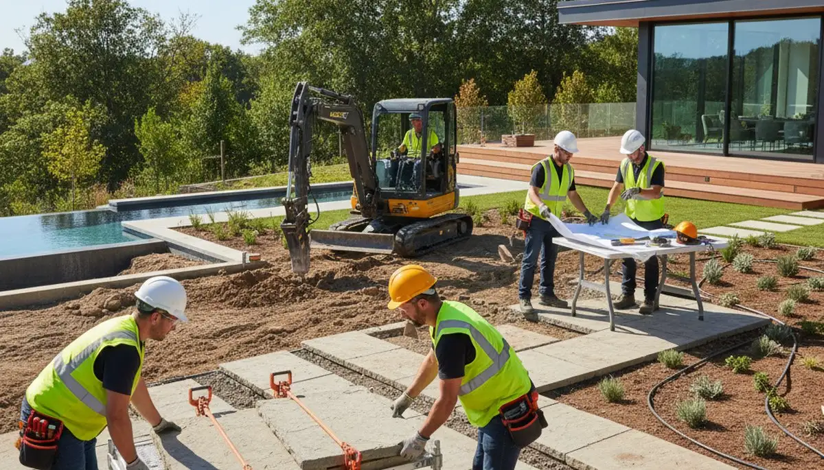 Milwaukee, WI tree service crew providing landscape design and tree care for residential outdoor spaces