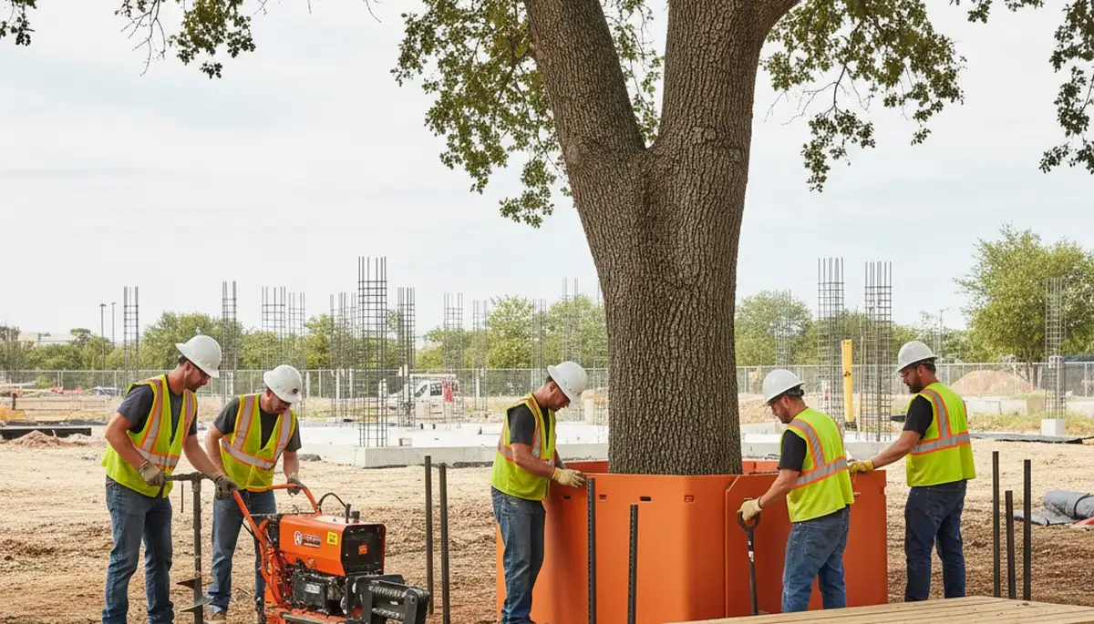 Milwaukee, WI arborist installing root protection for a healthy tree on a residential property