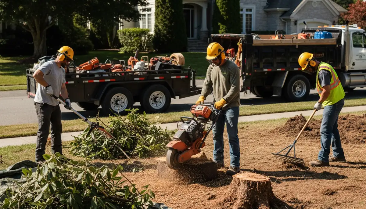 Milwaukee, WI tree service crew removing overgrown shrubs with fast cleanup for a tidy property