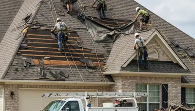 Milwaukee, WI tree crew removing storm-damaged tree debris after severe weather