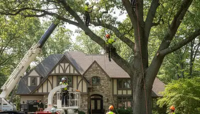 Milwaukee, WI tree service crew removing a tree for safe residential property maintenance