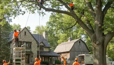 Tree service team in Milwaukee, WI handling professional tree removal and trimming