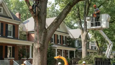 Milwaukee, WI tree service crew removing a tree for safe property maintenance