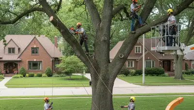 Tree service crew in Milwaukee, WI providing professional tree removal and trimming services