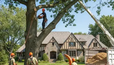 Tree service crew in Milwaukee, WI providing professional tree removal and trimming services