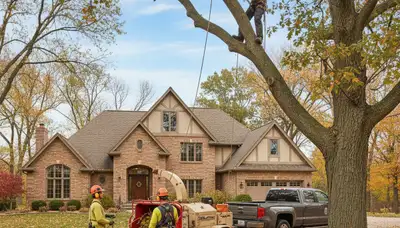 Milwaukee, WI tree service crew removing a tree for safe residential property maintenance