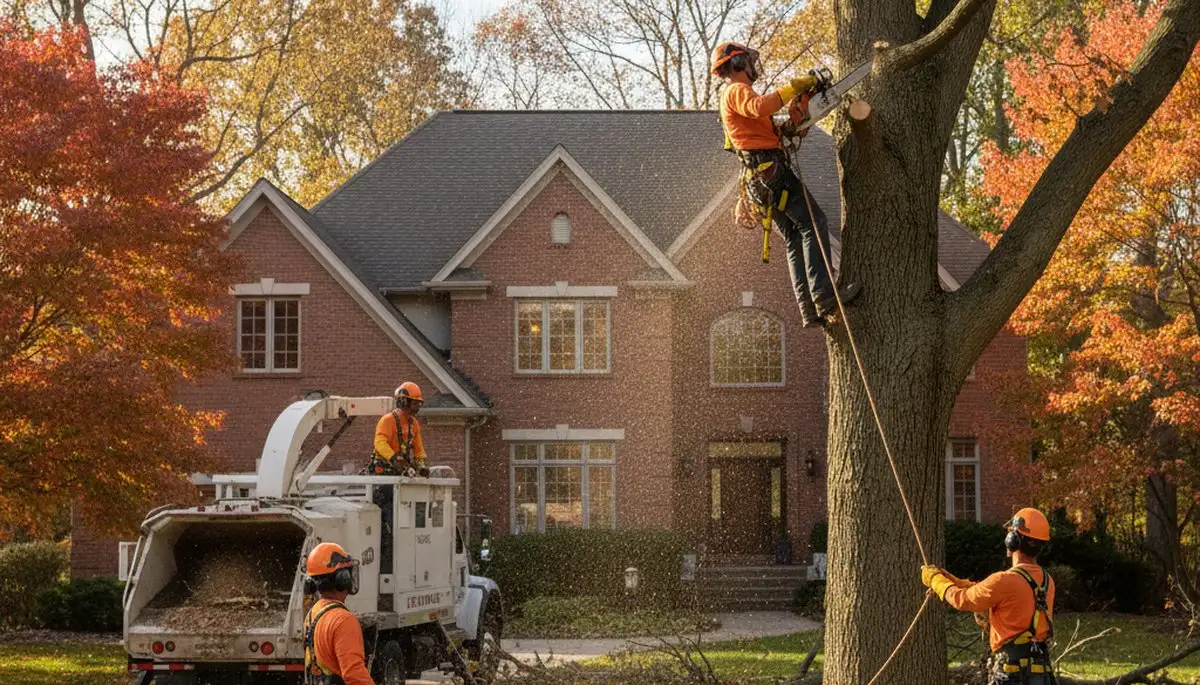 Milwaukee, WI tree removal crew handling safe residential tree service