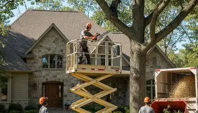 Tree service crew handling tree removal in Milwaukee, WI