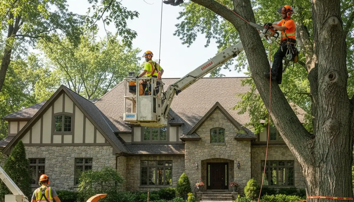 Tree service crew handling tree removal in Milwaukee, WI