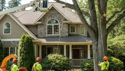 Tree service crew in Milwaukee, WI providing professional tree removal and trimming services